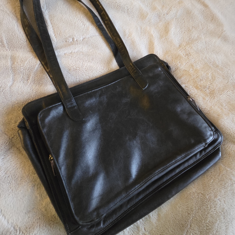 Tignanello Leather Laptop Tote, black
